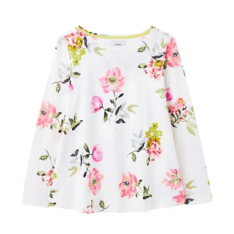 Joules Harbour Light Swing Long Sleeve Jersey Top - Cream Floral 